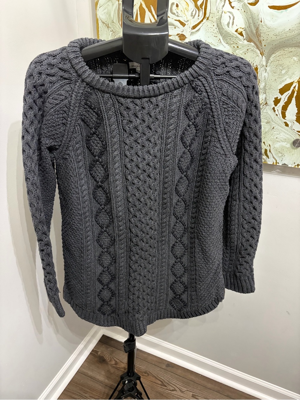 L.L. Bean Signature Cotton Fisherman Tunic Sweater Side Zip Gray Size L